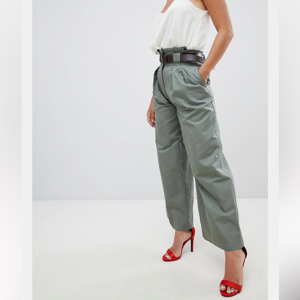 RIVER ISLAND Wide Leg Paper bag Waist Tailored Utility Pant